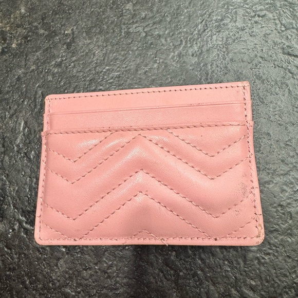 Gucci Marmont Pink Leather Card Holder - Picture 2 of 4